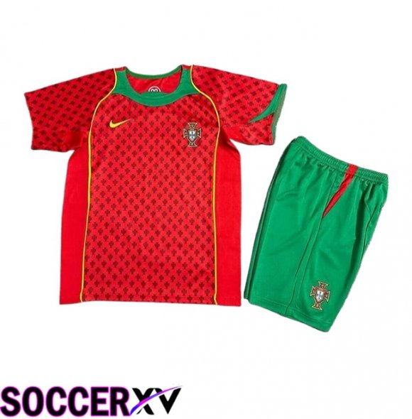 Portugal Retro Kids Home Soccer Jersey 2004