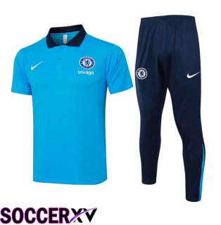 FC Chelsea Soccer Polo + Training Pants Blue 2024/2025