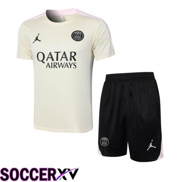 Paris PSG kit Training T Shirt + Shorts Yellow 2024/2025