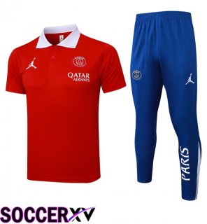 Jordan Paris PSG Soccer Polo + Training Pants Red 2025/2026