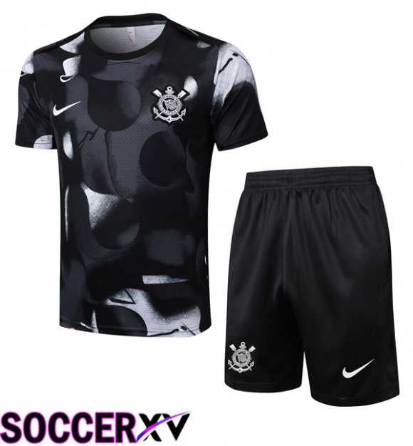Corinthians kit Training T Shirt + Shorts Black 2025/2026