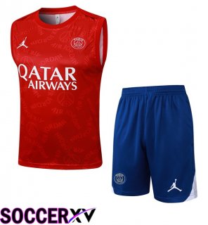 Jordan Paris PSG Gilet Soccer + Shorts Red 2025/2026