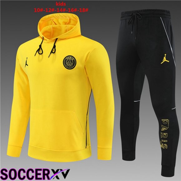 JORDAN Paris PSG Kids Training Tracksuit Hoodie Yellow 2023/2024