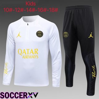 JORDAN Paris PSG Kids Training Tracksuit Suit White 2023/2024