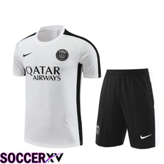 Paris PSG Training T Shirt + Shorts White 2023/2024