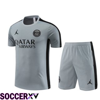 JORDAN Paris PSG Training T Shirt + Shorts Grey 2023/2024