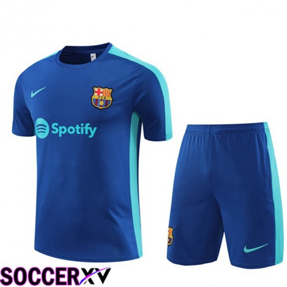 FC Barcelona Training T Shirt + Shorts Blue 2023/2024