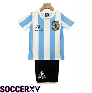 Argentina Retro Kids Home Soccer Jersey 1986