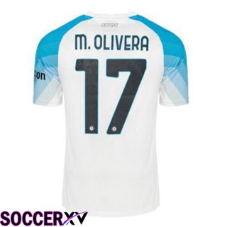 SSC Napoli (M.Olivera 17) Soccer Jersey Face Game Blue White 2022/2023