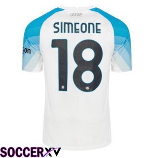 SSC Napoli (Simeone 18) Soccer Jersey Face Game Blue White 2022/2023