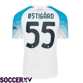 SSC Napoli (Ostigard 55) Soccer Jersey Face Game Blue White 2022/2023