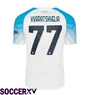 SSC Napoli (Kvaratskhelia 77) Soccer Jersey Face Game Blue White 2022/2023