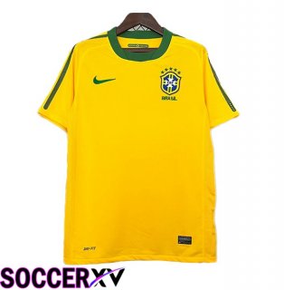 Brazil Retro Home Soccer Jersey Yellow 2010