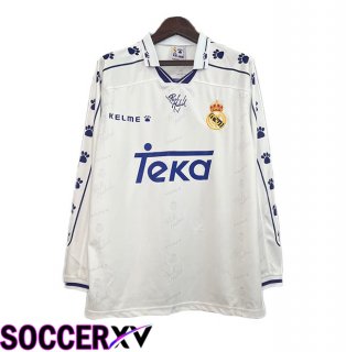 Real Madrid Retro Home Soccer Jersey Long Sleeve White1994-1996