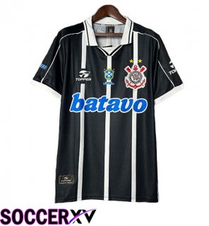 Corinthians Retro Away Soccer Jersey Black White 1999-2000