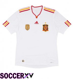 Spain Retro Away Soccer Jersey White 2011