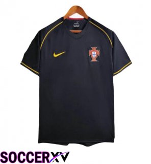 Portugal Retro Away Soccer Jersey Black 2006