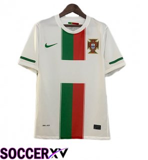 Portugal Retro Away Soccer Jersey White Red Green 2010