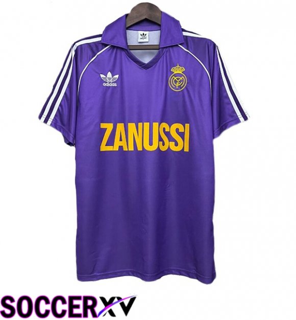 Real Madrid Retro Away Soccer Jersey Purple 1984-1985