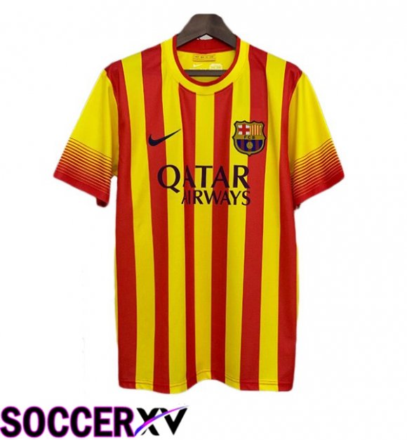 FC Barcelona Retro Away Soccer Jersey Yellow Red 2013-2014