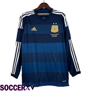 Argentina Retro Soccer Jersey Away Long Sleeve Royal Blue 2014