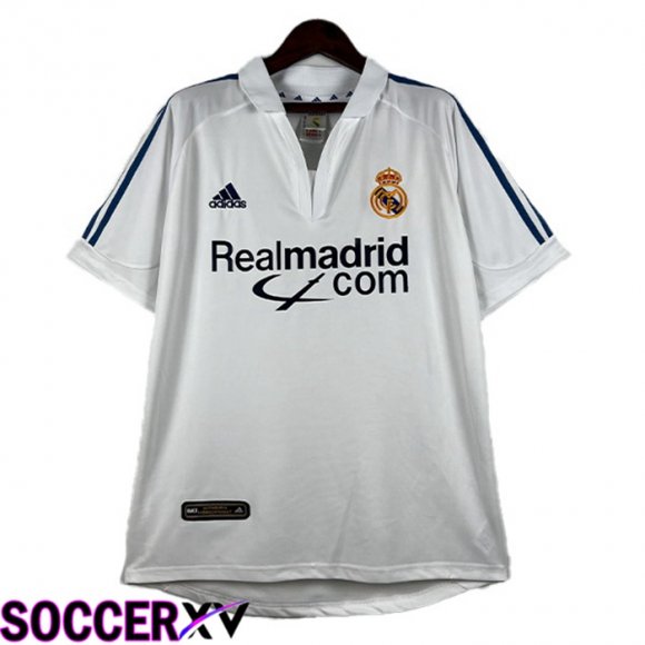 Real Madrid Retro Soccer Jersey Home White 2001-2002