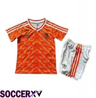 Netherlands Retro Kids Home Soccer Jersey 1988