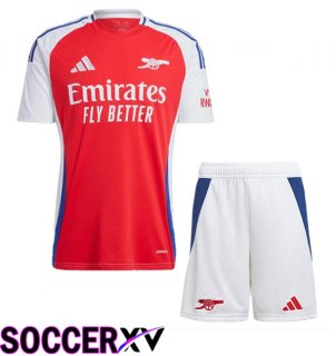 Arsenal Kids Home Soccer Jersey Red White 2024/2025