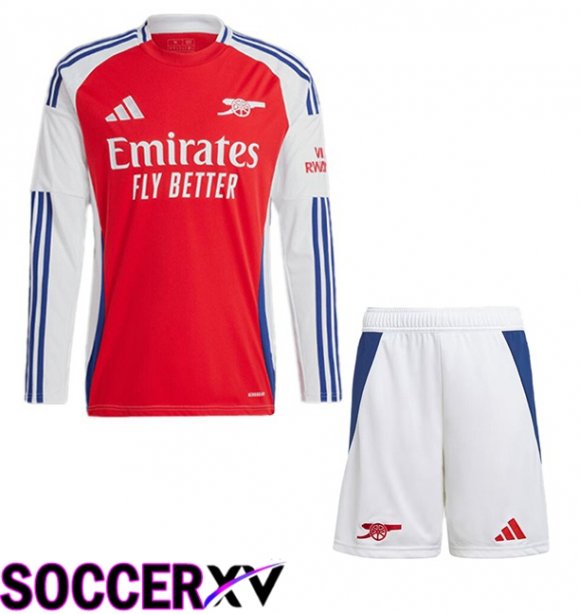 Arsenal Kids Home Soccer Jersey Long sleeve Red White 2024/2025