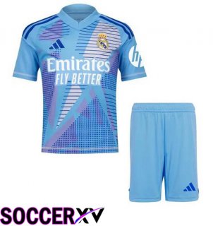 Real Madrid Kids Goalkeeper Soccer Jersey Blue 2024/2025