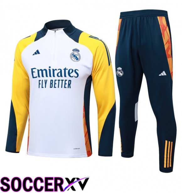 Real Madrid kit Training Tracksuit White Yellow 2024/2025