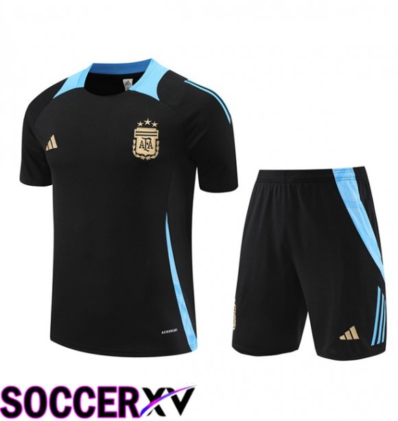 Argentina kit Training T Shirt + Shorts Black 2024/2025