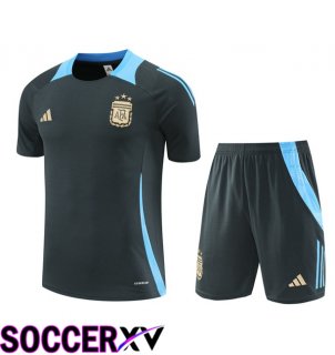 Argentina kit Training T Shirt + Shorts Grey 2024/2025