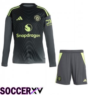 Soccer Jersey Manchester United Kids Goalkeeper Long sleeve Black 2025/2026