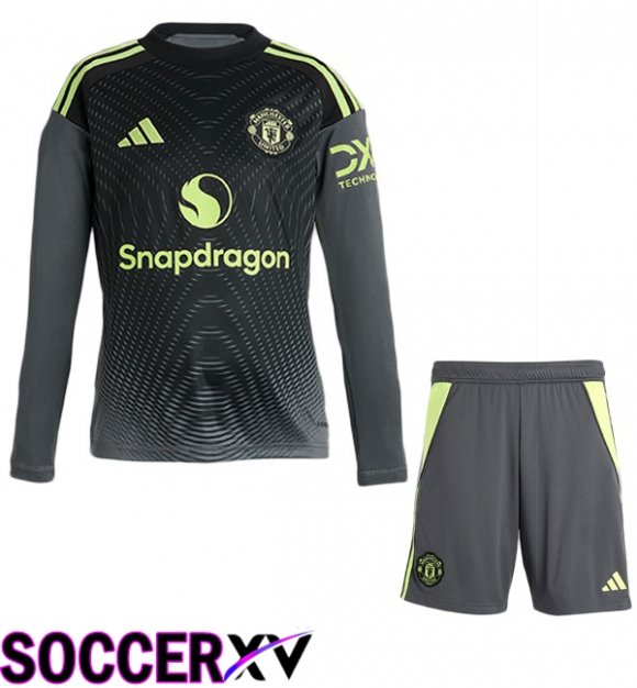 Soccer Jersey Manchester United Kids Goalkeeper Long sleeve Black 2025/2026