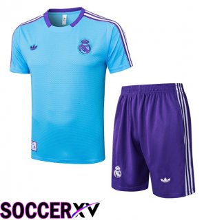 kit Training T Shirt Real Madrid + Shorts Blue 2025/2026