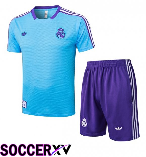kit Training T Shirt Real Madrid + Shorts Blue 2025/2026