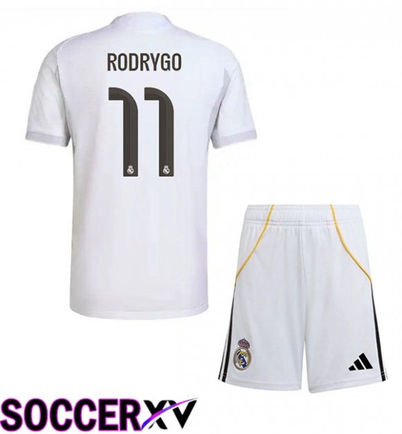 Soccer Jersey Real Madrid (Rodrygo 11) Kids Home White 2025/2026