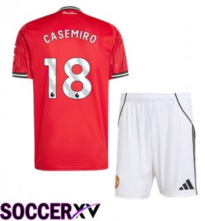 Soccer Jersey Manchester United (CASEMIRO 18) Kids Home Red 2025/2026