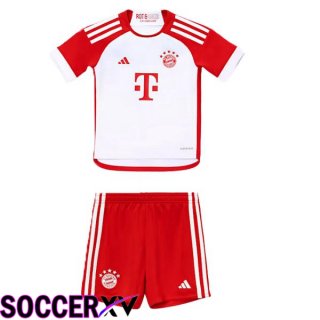 Bayern Munich Kids Soccer Jersey Home White Red 2023/2024