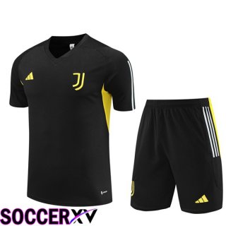 Juventus Training T Shirt + Shorts Black 2023/2024