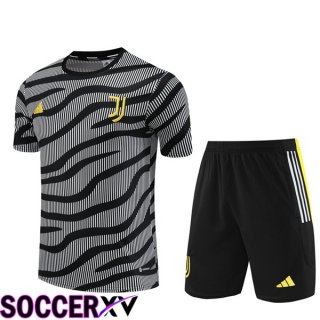 Juventus Training T Shirt + Shorts Black White 2023/2024