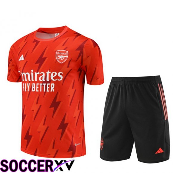 Arsenal Training T Shirt + Shorts Orange 2023/2024