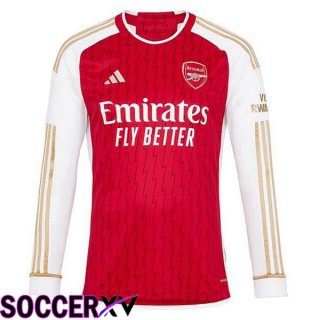 Arsenal Soccer Jersey Home Long Sleeve Red White 2023/2024