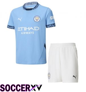 Manchester City Kids Home Soccer Jersey Blue 2024/2025