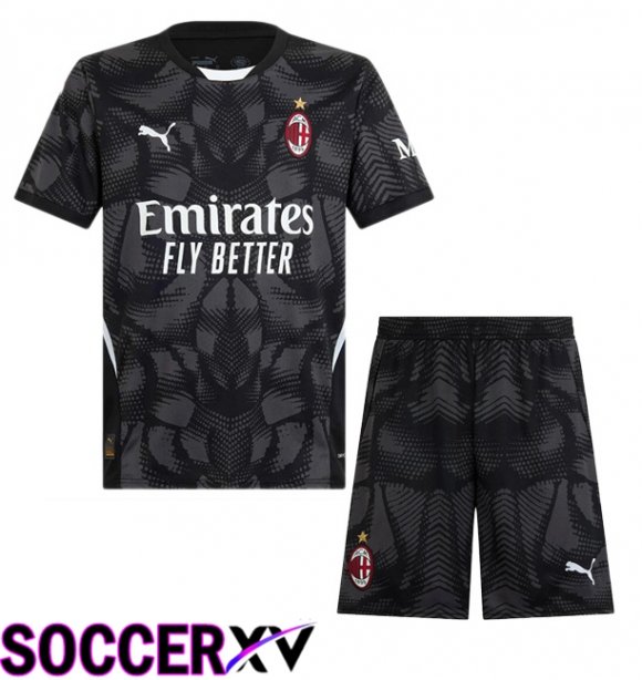 AC Milan Kids Goalkeeper Soccer Jersey Black 2024/2025