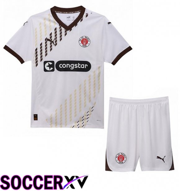 FC St. Pauli Kids Away Soccer Jersey White 2024/2025