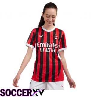 AC Milan Women Home Soccer Jersey Red Black 2024/2025