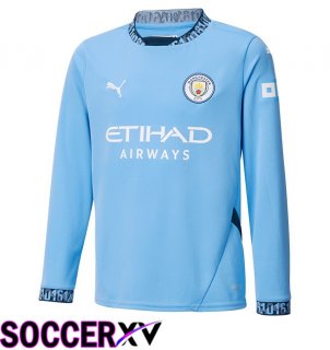 Manchester City Home Soccer Jersey Long sleeve Blue 2024/2025