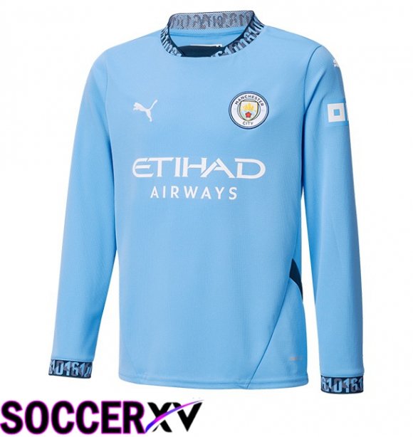 Manchester City Home Soccer Jersey Long sleeve Blue 2024/2025